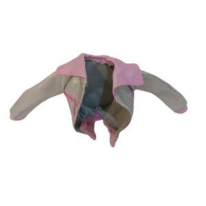 Mattel Barbie Doll Jacket Gray Pink Sporty Long Sleeves Collar Waist Length Open